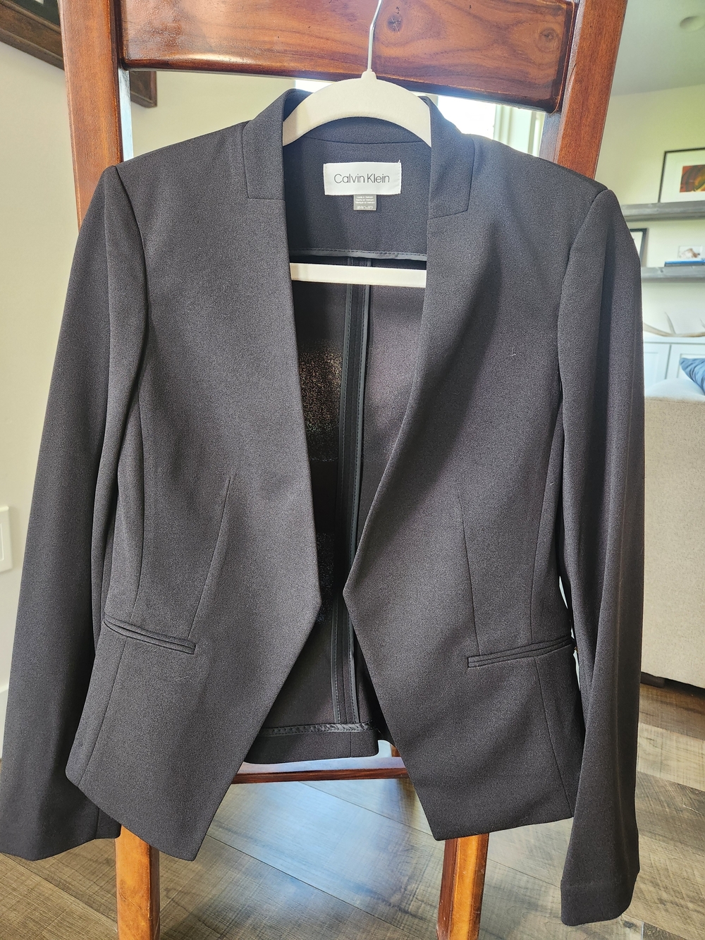 Calvin Klein Women's Black Open-Front Tailored Blazer